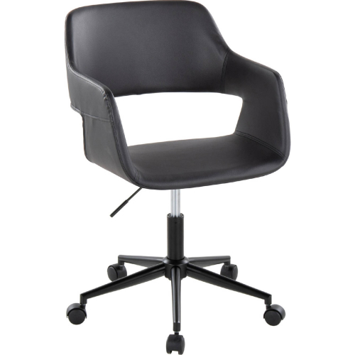 Margarite Office Task Chair in Black Metal & Black Leatherette